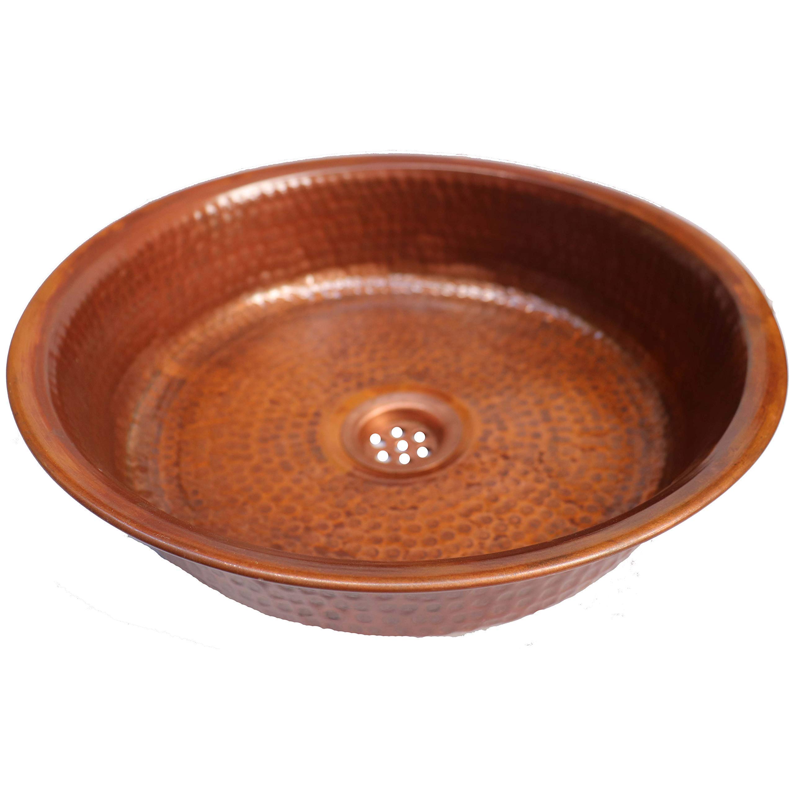 Organic Pure Natural Copper Bathroom Sink - Oil Rubbed Shallow Vessel Mount Wash Bowl for Modern Home Upgrade | Perfect for Bathroom Renovation, House Moving & Luxury Interior Design