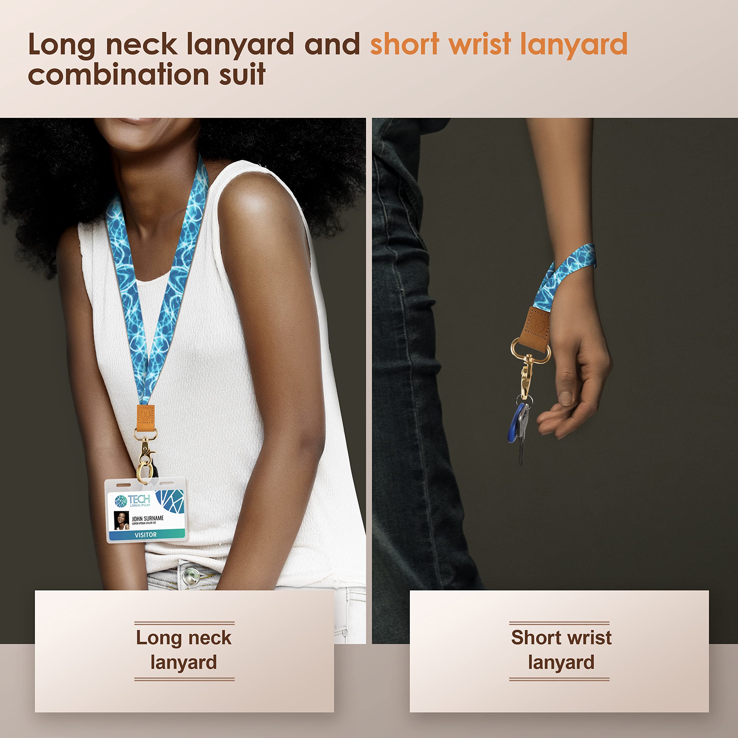 Stylish Lanyard Set for Keys & ID Badges - Soft Durable Polyester - Perfect for Work & Travel
