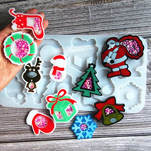 Christmas Resin Shaker Molds - Epoxy Quicksand Silicone Molds for Crystal Pendants, Jewelry & Keychains - DIY Holiday Decorations & Handmade Gifts (Perfect for Christmas Crafts, DIY Jewelry Making & Unique Gift Ideas)