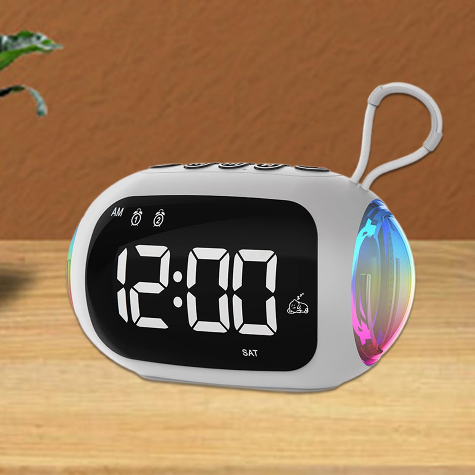 Fityle Digital Alarm Clock with LED Display, FM Radio & Speaker - White Nightstand Clock for Bedroom, Office, and Home Decor | Perfect for Nightstands, Desks, and Countertops