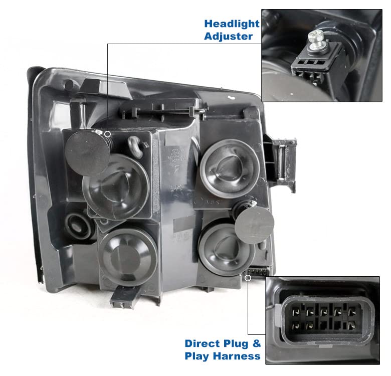 2003-2006 Cadillac Escalade/ESV/EXT Replacement Black Headlights with 6.25