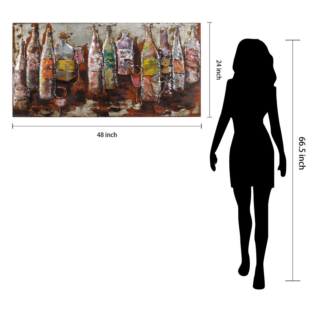 Hand-Painted 3D Mixed Media Wall Art - 5 O'Clock Design - Unique Iron Wall Decor for Living Room, Bedroom & Office - Perfect for Home & Office Décor