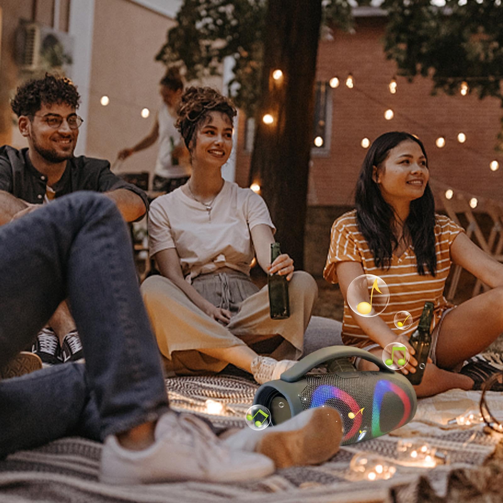 Wireless Portable Bluetooth Speaker with 1200mAh Battery - Deep Bass Boombox, Loud Stereo Sound for Home & Outdoor Use | Perfect for Camping, Beach Parties & Backyard Gatherings