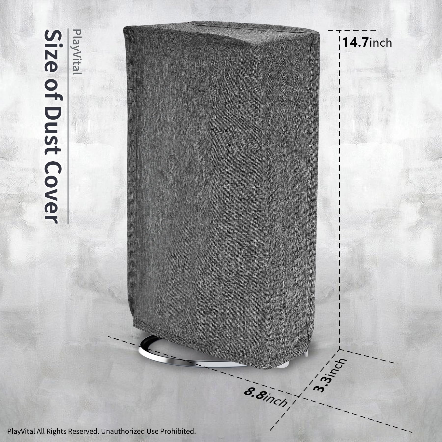 Playvital Vertical Dust Cover for PS5 Slim Digital Edition - Waterproof Nylon Dust Protection Case, Storage Bag & Console Cover - Gray | Perfect for Travel, Home & Office Use