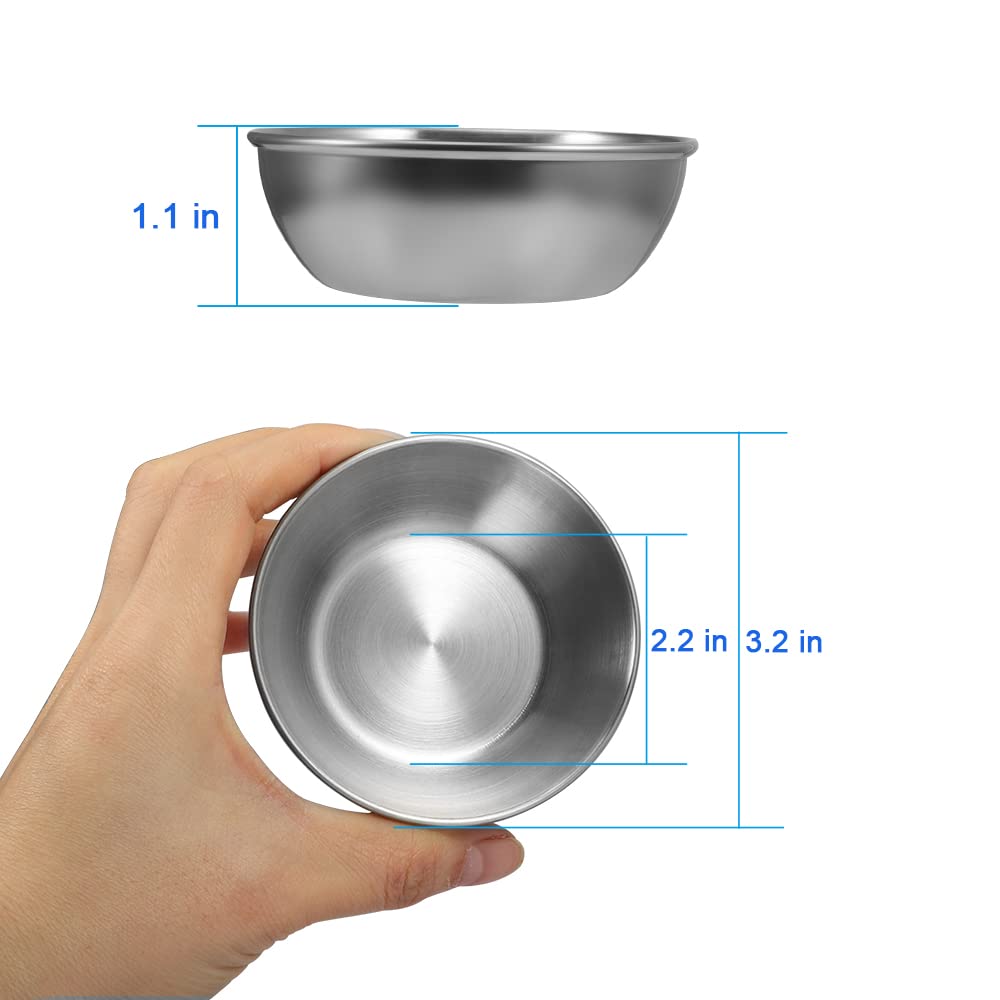 8-Pack 3.2 Inch Stainless Steel Mini Sauce Dishes - Round Individual Saucers for Sushi Dipping, Seasoning, Appetizers - Perfect for Restaurants, Home Kitchens & Party Serving (Silver)