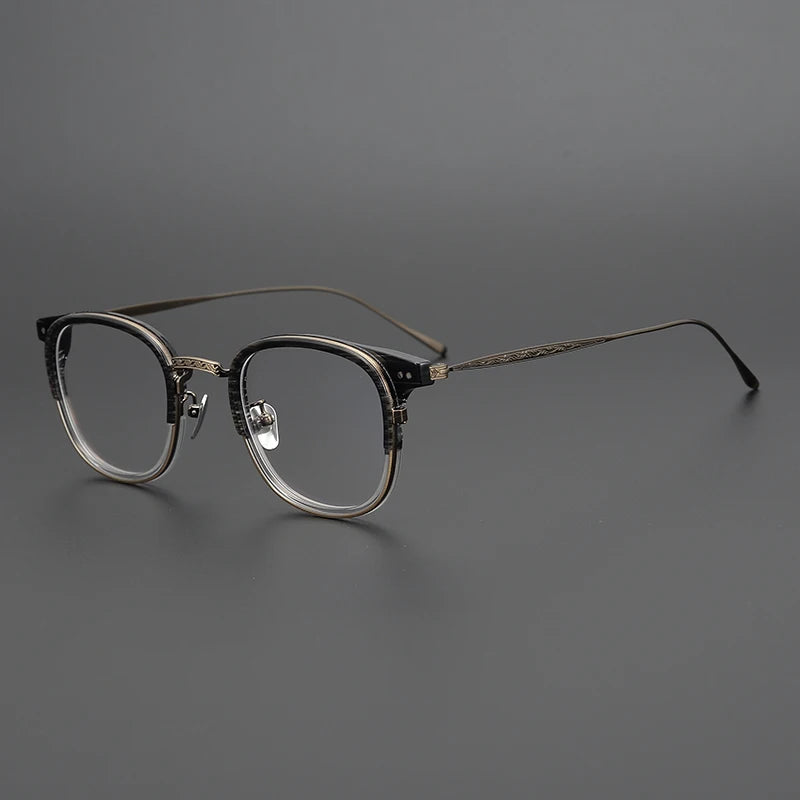 Stylish Black Acetate & Titanium Women's Eyeglasses - Oval Square Full Rim Frame 63543 | Perfect for Work, Reading & Fashion Accessories