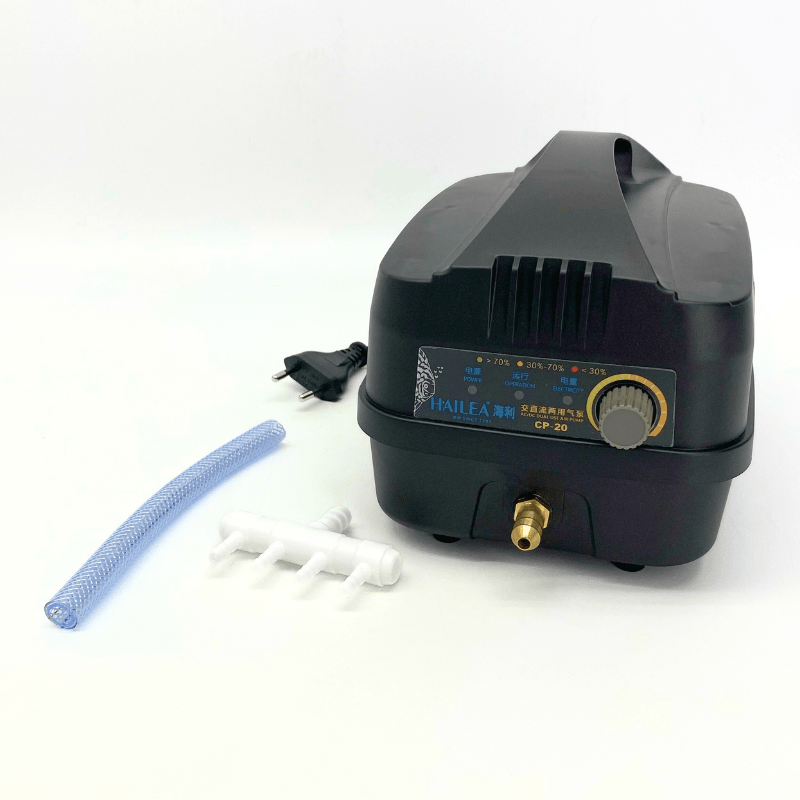 Hailea CP 20 AC/DC Aquarium Air Pump - Dual Power Fish Tank Oxygen Pump for Aquariums, Hydroponics, and Pond Aeration | Quiet & Energy Efficient