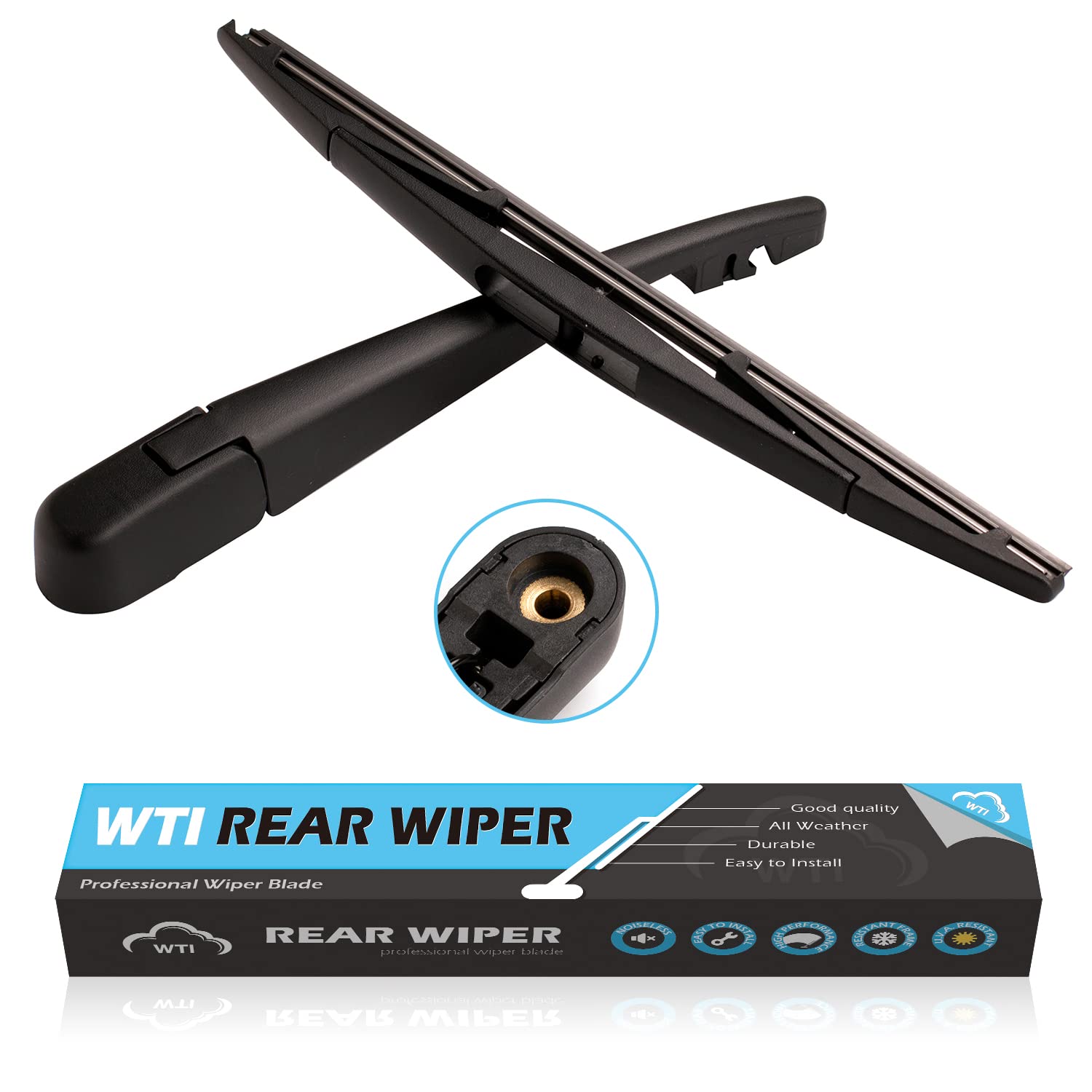Premium WTI Rear Wiper Arm Blade Set for Jeep Wrangler 2018-2021 (JL) - Replacement Rear Windshield Wiper Kit Assembly - Fits Part Numbers 68362097AA & 68362105AA - Perfect for Off-Roading and All-Weather Driving