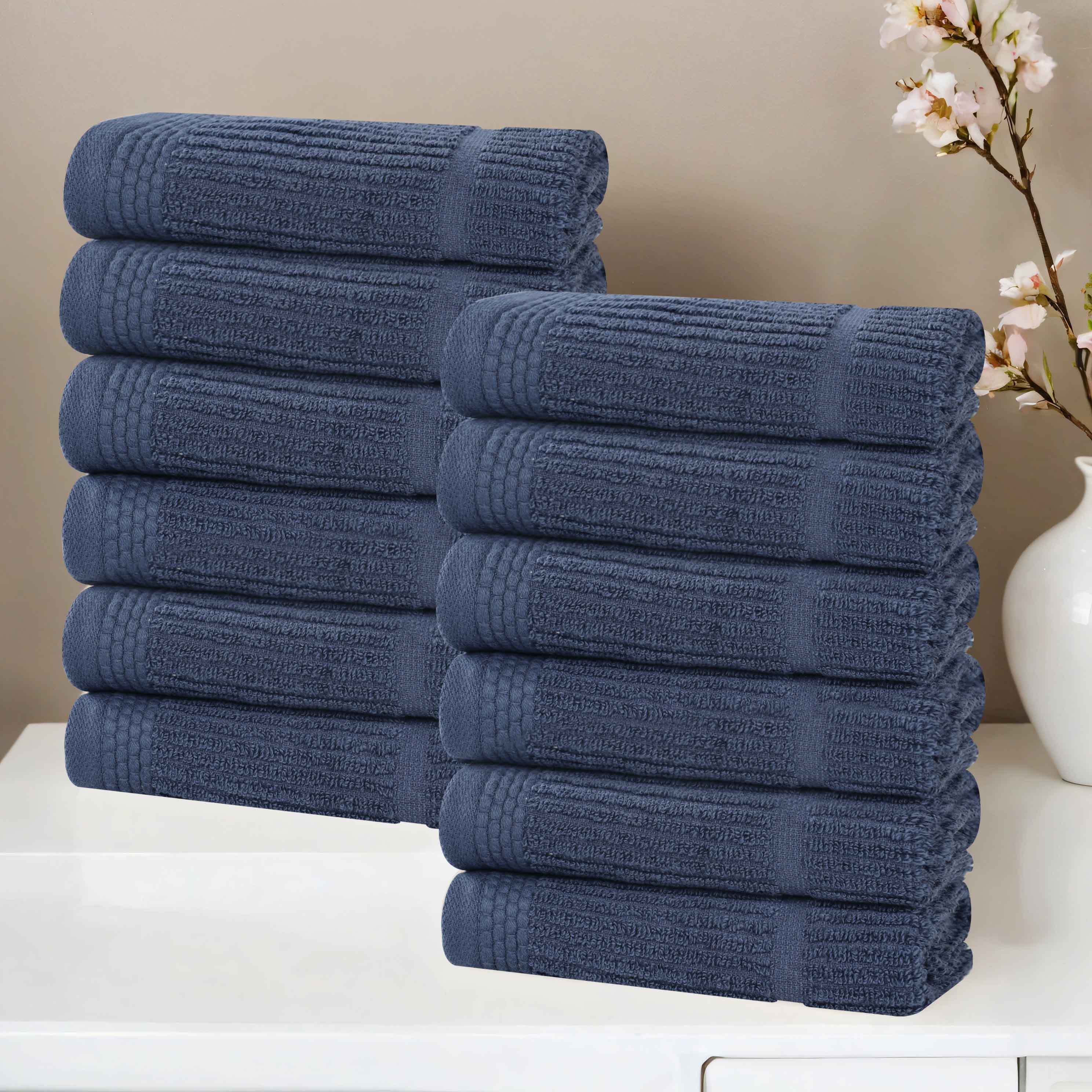 Milo Smart Twist Cotton Solid Face Towels & Washcloths - 12 Pack | Soft, Absorbent & Quick-Drying for Bath, Spa, Gym & Travel
