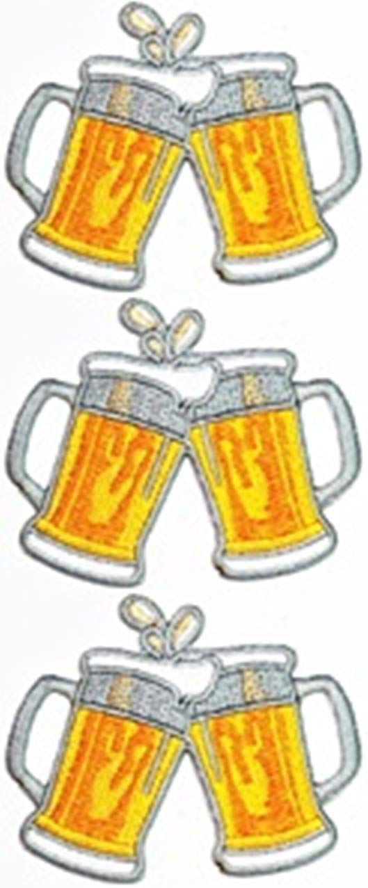 ONCEX 3PCS Cheers Bubbles Beer Mug Embroidered Iron-On Patches for Jackets, Bags & Jeans - Fun DIY Sewing Supplies for Kids & Adults - Perfect for Parties, Backpacks & Clothing Customization
