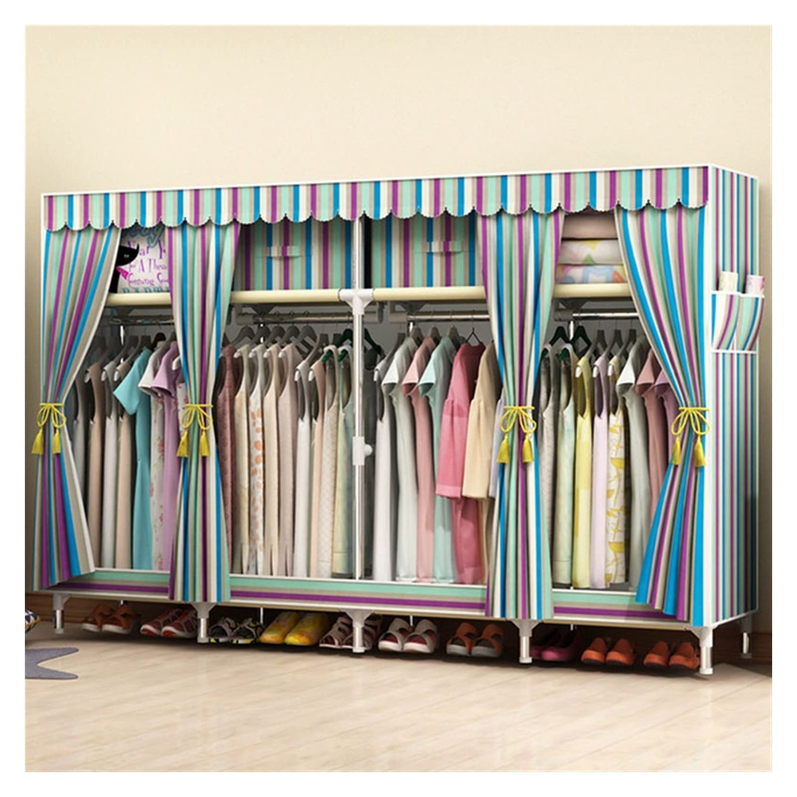Jinyi2016SHOP Large Portable Wardrobe Closet - Spacious Hanging Storage Cabinet for 2-3 People, Durable Oxford Fabric Closet Organizer with Shelves | Perfect for Bedroom, Dorm, Apartment & Travel Storage Solutions