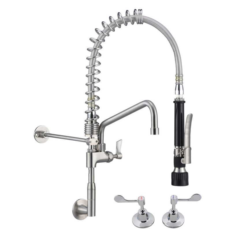 3Monkeez Compact Stainless Steel Wall Mounted Pre-Rinse Faucet with 12