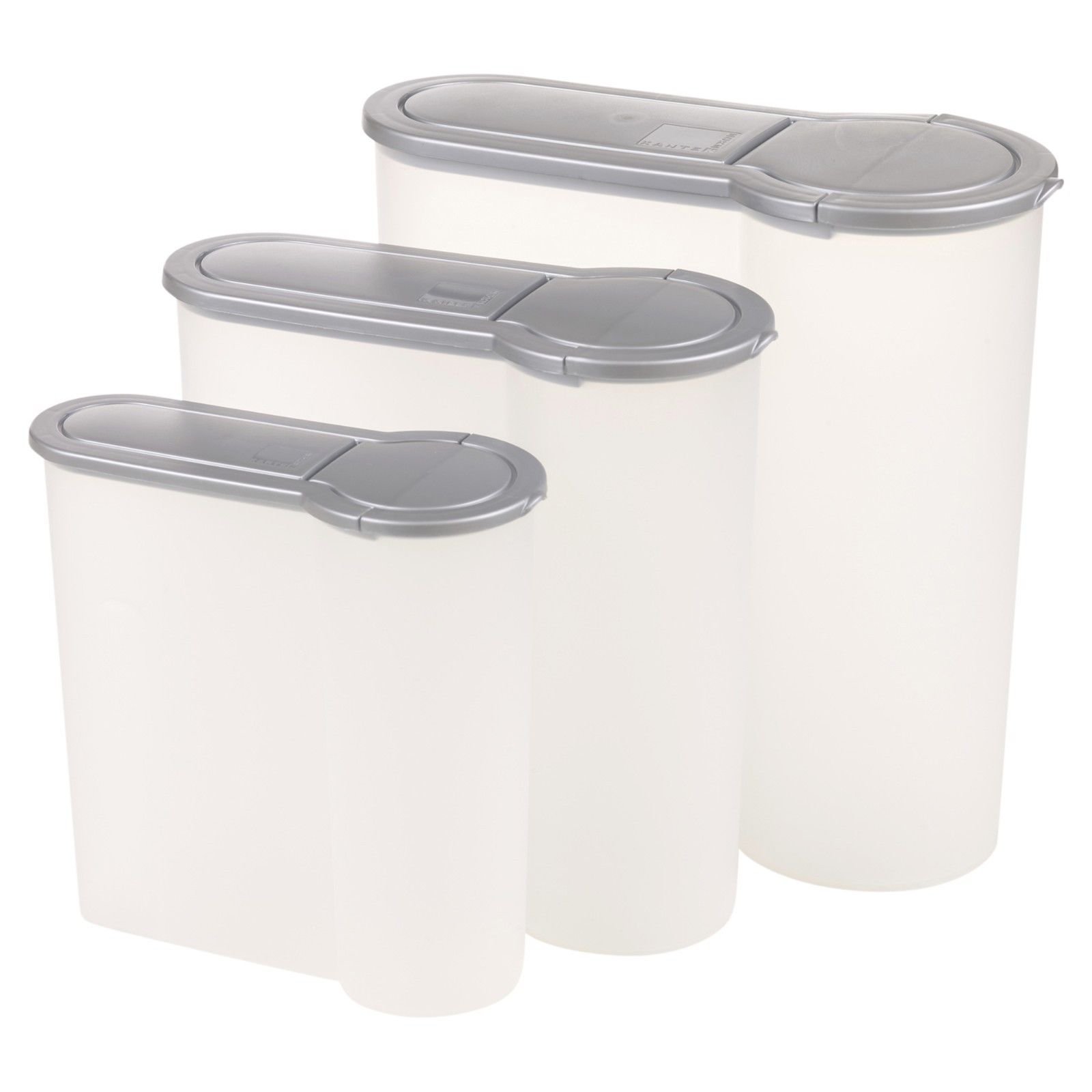 Easygift 3-Piece Cereal Dispenser Set for Dry Food Storage - Airtight Kitchen Organizer for Cereal, Rice, Pasta & Snacks (Grey) - Perfect for Pantry, Countertop & Bulk Food Organization