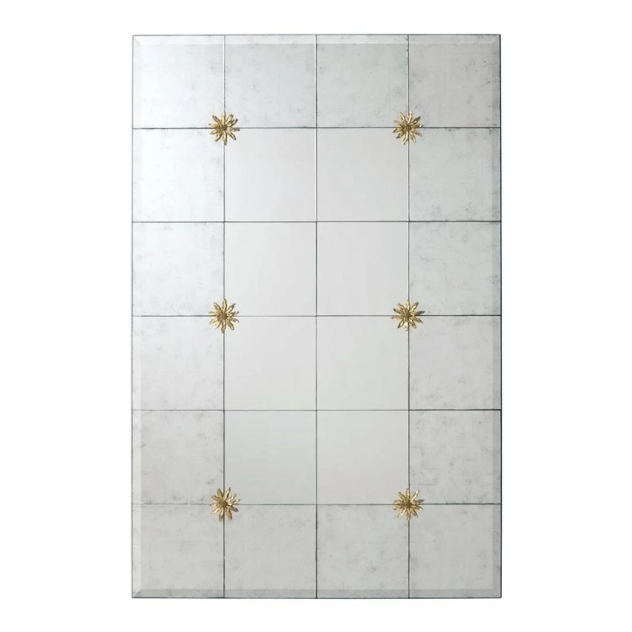 Vintage Brass Floral Decorative Wall Mirror Panels - Elegant Antique Home Decor for Living Room, Bedroom & Entryway