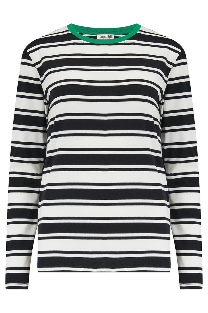 Brunswick Jersey Top for Women - Soft & Comfortable T-Shirt (Black/Off White) - Perfect for Casual Wear, Gym & Everyday Outfits