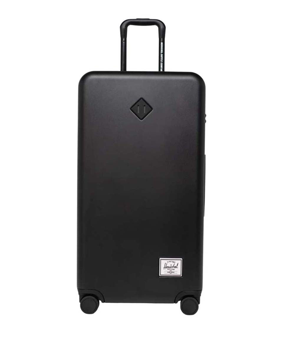 Herschel Heritage Hardshell Large Luggage - Black | Durable Carry-On Suitcase for Travel & Business Trips | Spinner Luggage with Smooth Wheels