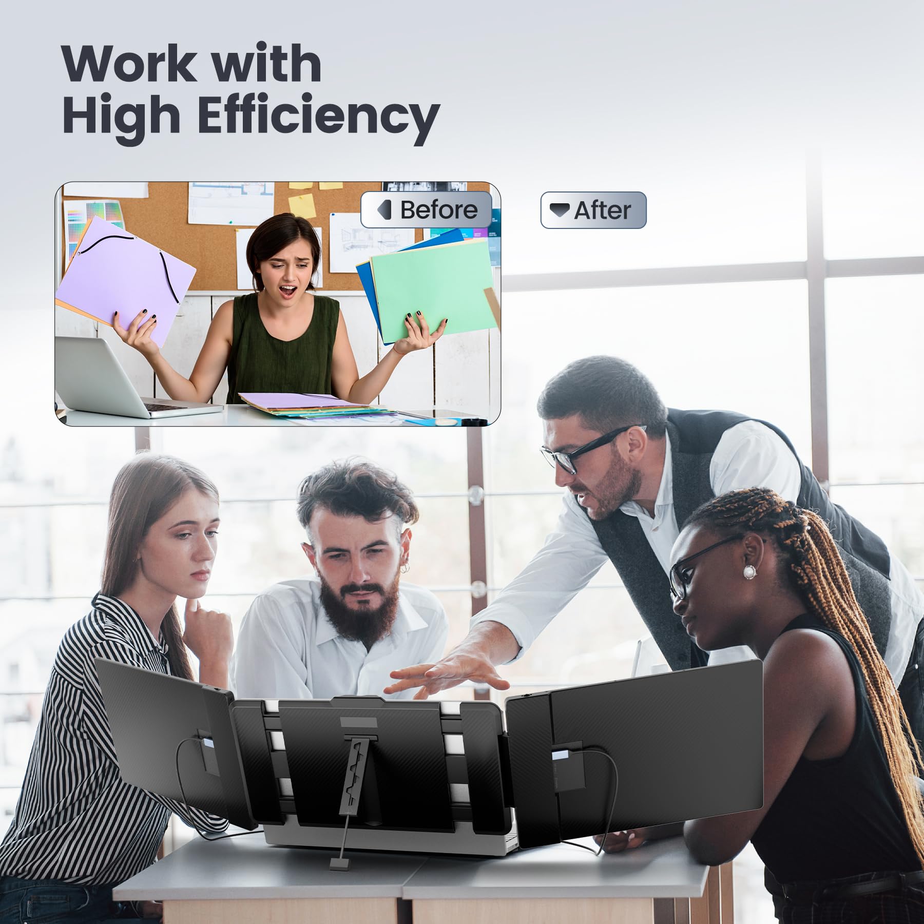 Teamgee 14” Portable Monitor for Laptop - Full HD with Speakers & Kickstand, Perfect for Work & Gaming