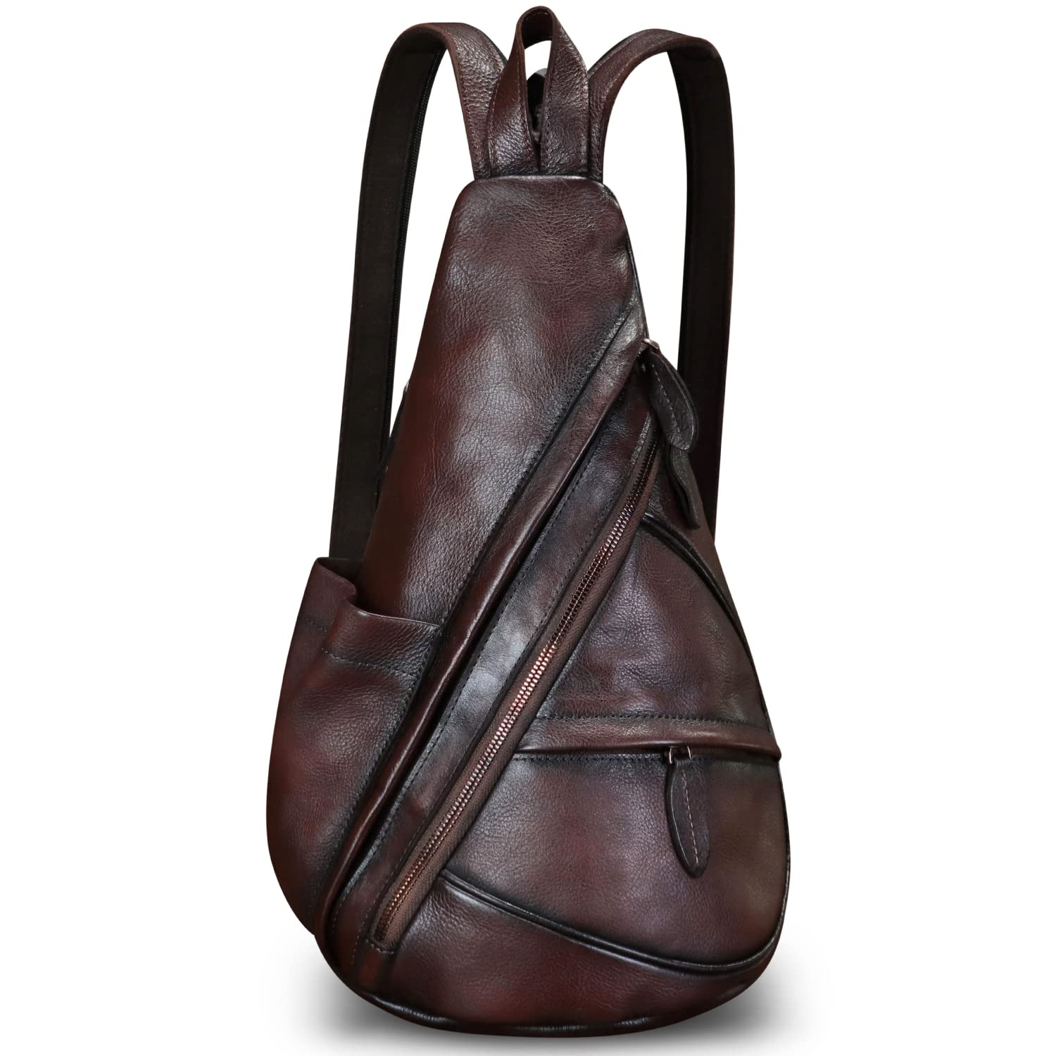 Premium Genuine Leather Sling Bag for Men & Women - Crossbody Shoulder Fanny Pack Backpack - Perfect for Travel, Hiking, Work & Daily Use