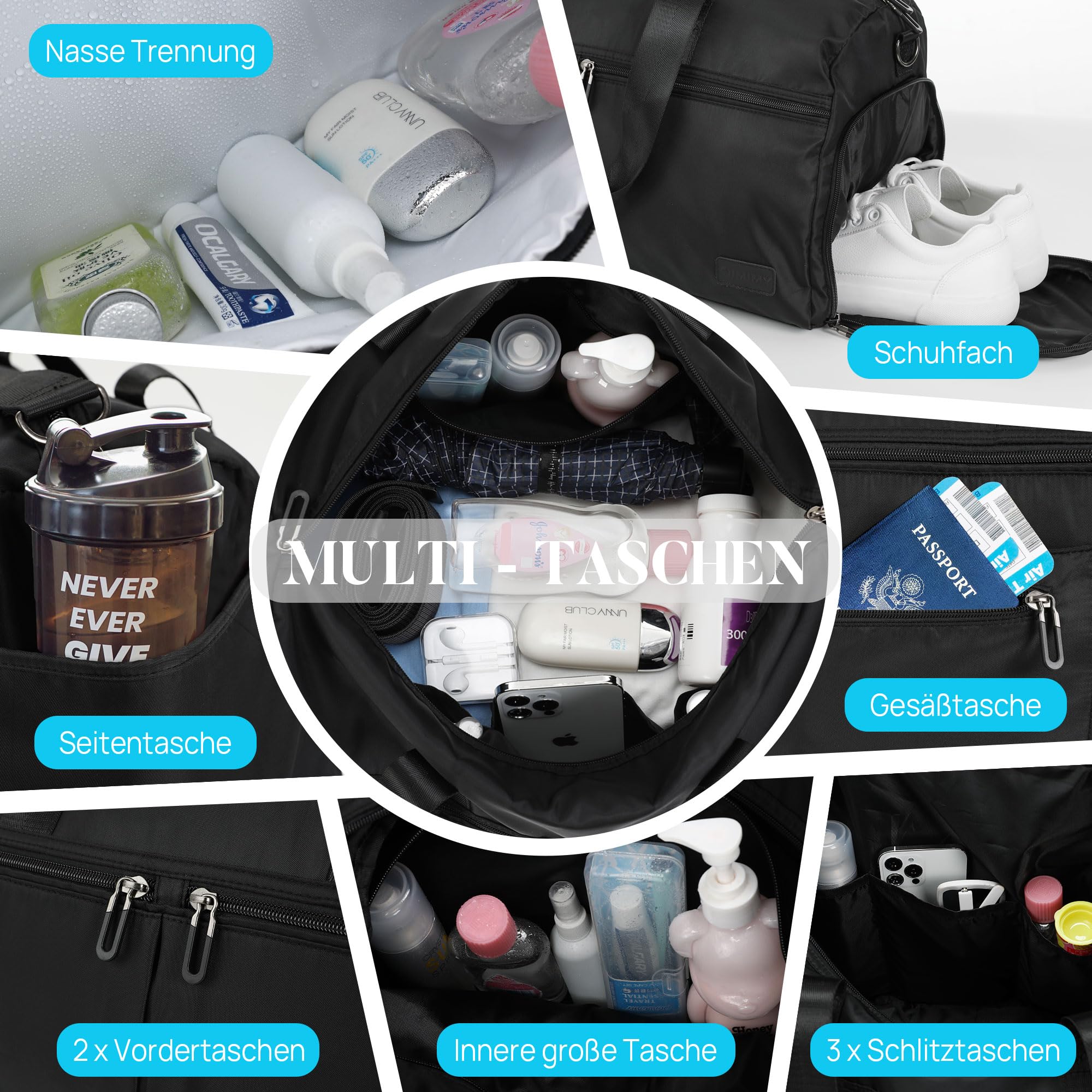 Best Travel Duffel Bag for Women - Waterproof Weekender & Gym Bag with Shoe Compartment, Carry-On Overnight Bag for Airplanes - Perfect for Travel, Sports & Weekend Getaways
