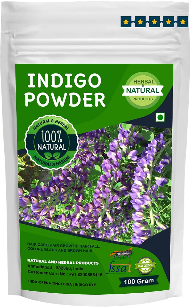 Organic Indigo Powder (Indigofera Tinctoria) - 100% Natural Hair Dye for Black & Brown Hair | Promotes Hair Growth & Reduces Hair Fall | DIY Hair Coloring & Ayurvedic Hair Care | Perfect for Home Hair Treatments & Natural Beauty Routines