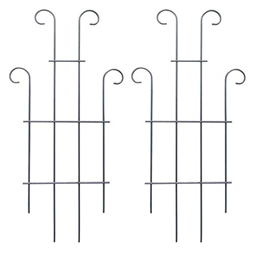 31 Inch Black Coated Wave Pot Trellis Panel - Pack of 2 Plant Stakes for Climbing Roses, Vines & Vegetables | Durable Garden Support for Outdoor & Indoor Plants