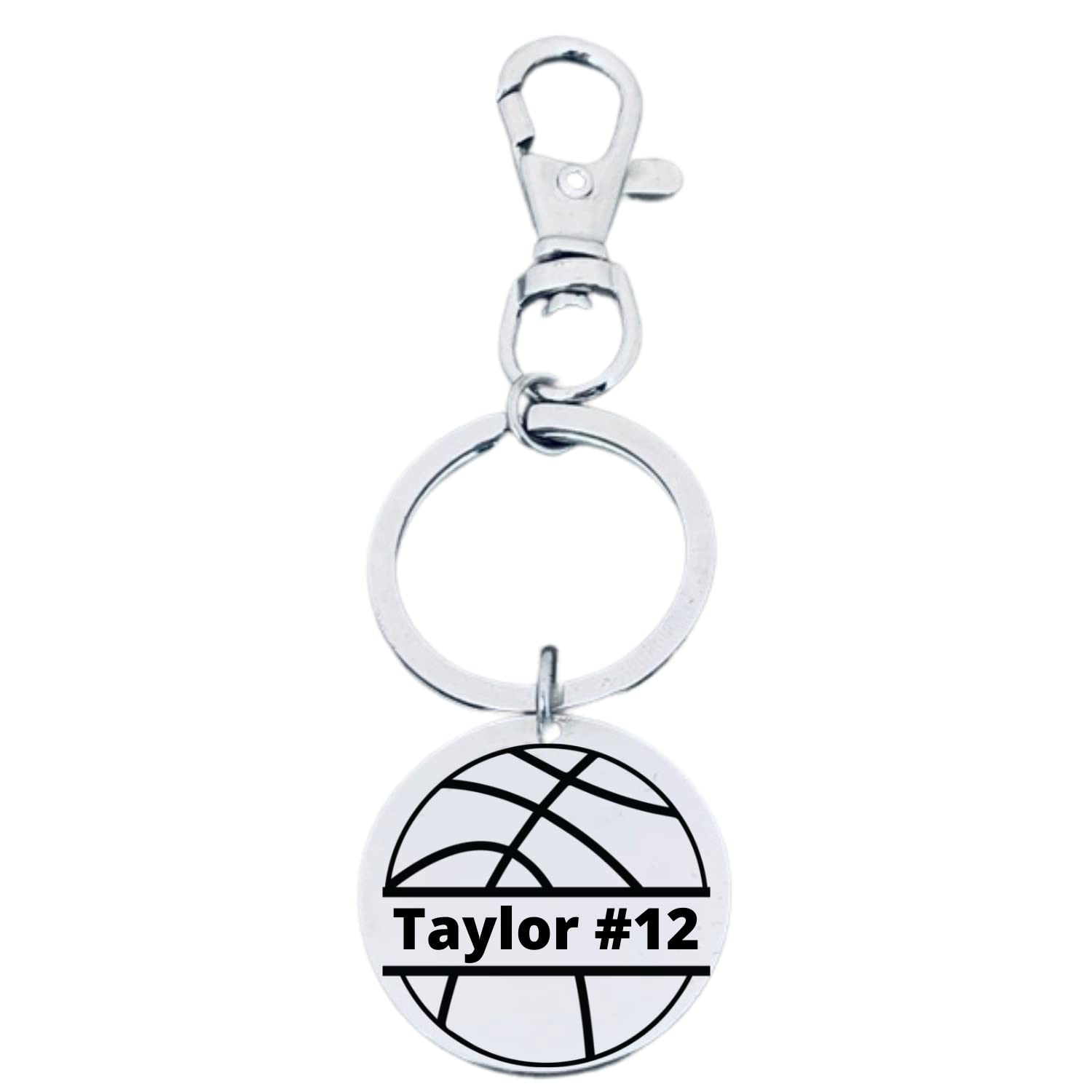 Sportybella - Personalized Engraved Basketball Zipper Pull Keychain | Custom Basketball Jewelry Gift for Players, Teams & Coaches | Ideal for Game Days, Awards & Team Bonding (Style 1)