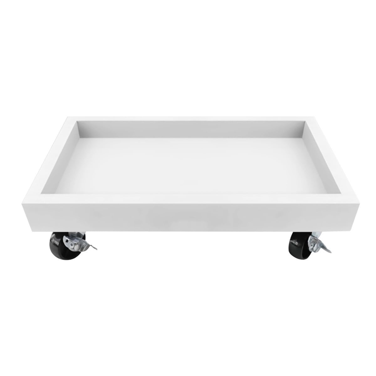 White 16-Inch Rolling Plant Stand with Wheels - Heavy Duty Plant Caddy Trolley for Indoor & Outdoor Garden, Patio, Balcony - Easy Move Flower Pot Dolly for Potted Plants (40cm/16In)
