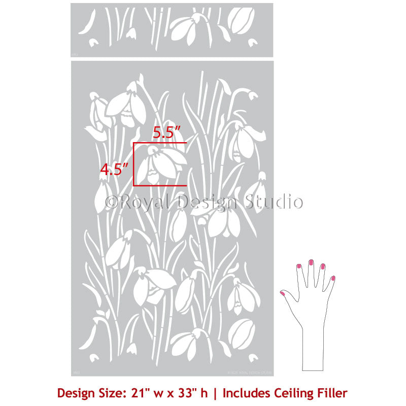 Art Nouveau Crocus Bloom Wall Stencil - Floral Home Decor Stencil for DIY Painting, Wall Art, and Creative Projects | Perfect for Bedrooms, Living Rooms, and Craft Rooms