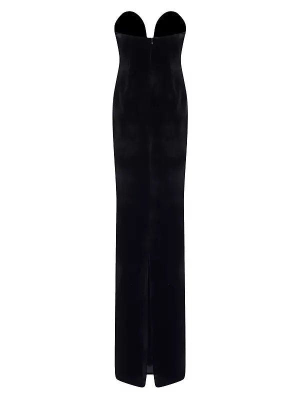 Elegant Black Silk Strapless Bow Gown - Perfect for Evening Galas, Prom Nights & Formal Events