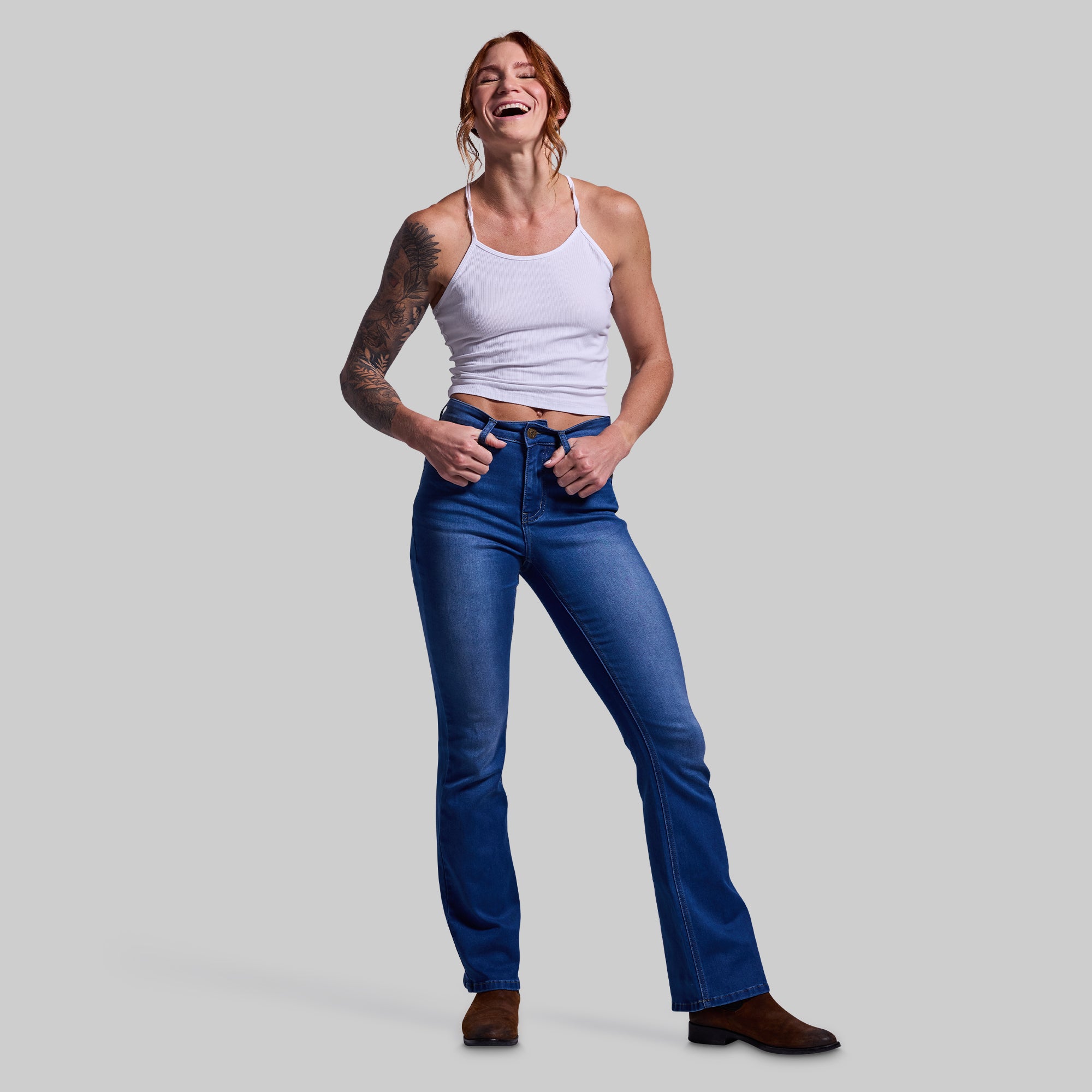 FLEX Stretchy Mid Rise Boot Cut Jeans for Women - Comfortable Mid Wash Denim Pants - Perfect for Casual Wear, Office & Everyday Outfits
