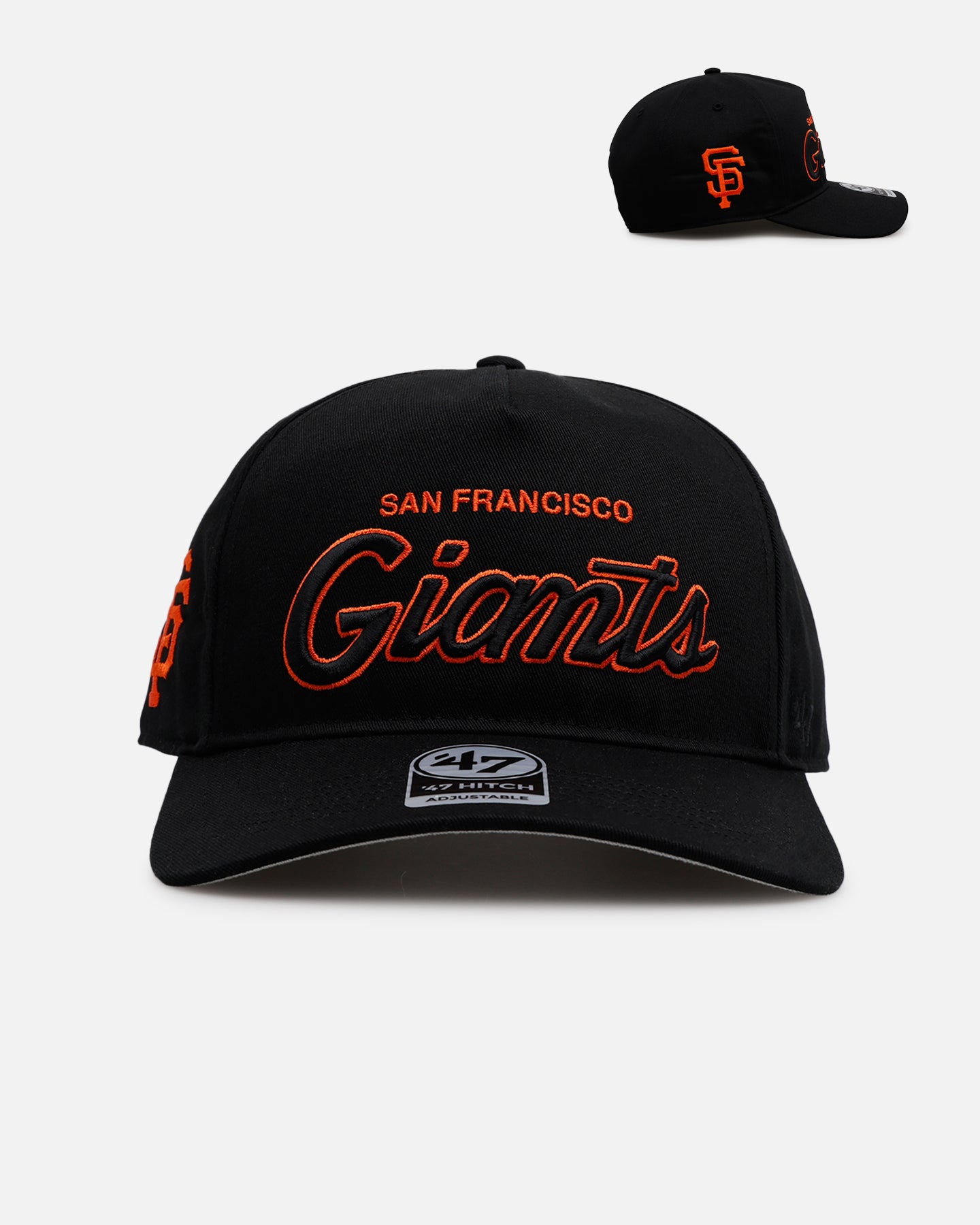 47 Brand San Francisco Giants 'Black Dome Script' Snapback Hat - Adjustable Hitch Back - Black Baseball Cap for Men & Women - Perfect for Games, Streetwear & Casual Outfits