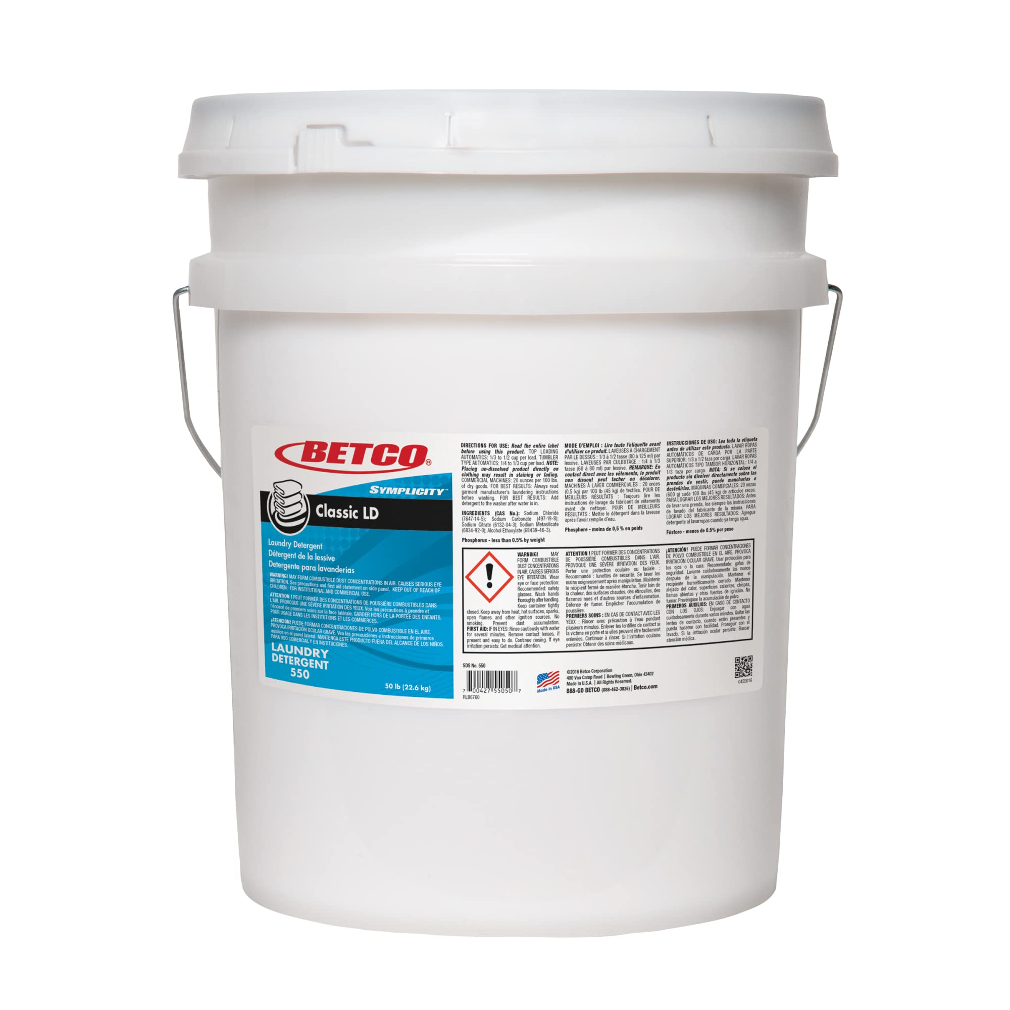 Betco® Symplicity™ Classic Laundry Detergent - Citrus Scent, 50 Lb Bulk Container | Commercial & Industrial Laundry Use for Hotels, Hospitals & Schools