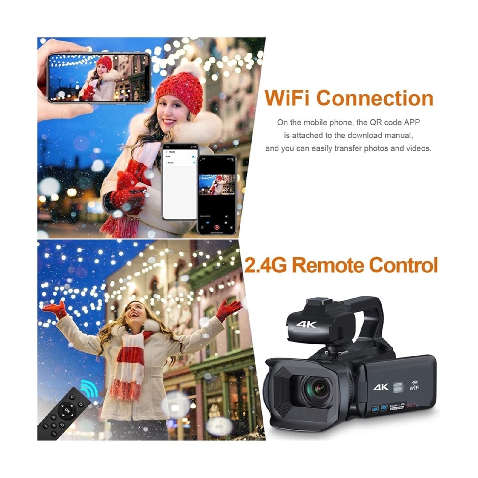 AUBEST 4K Camcorder 18X Zoom 64MP Vlog Camera for YouTube & Streaming