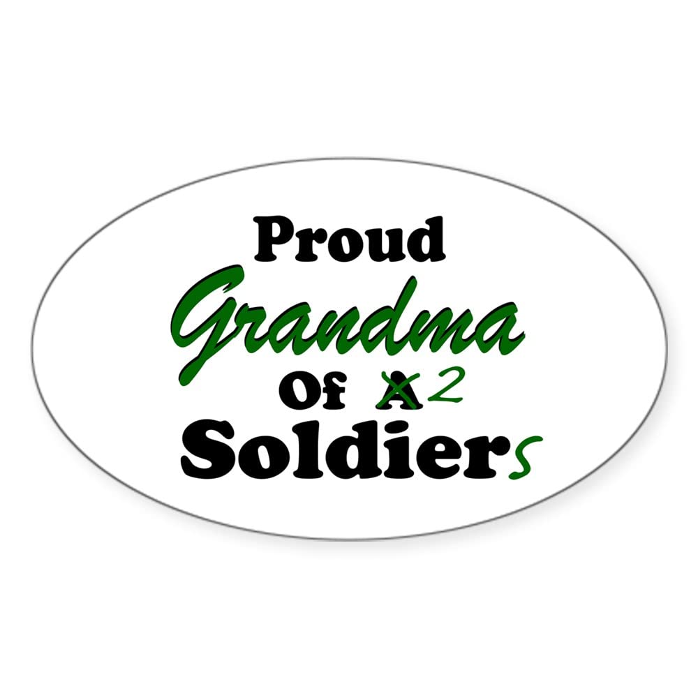 Proud Grandma of 2 Soldiers Oval Bumper Sticker - Euro Style Car Decal for Military Family Support | Perfect for Cars, Laptops & Windows