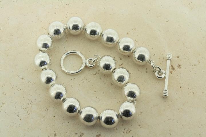 Sterling Silver #10 Round Bead Bracelet for Women - Elegant Handmade Jewelry Gift for Birthday, Anniversary & Special Occasions
