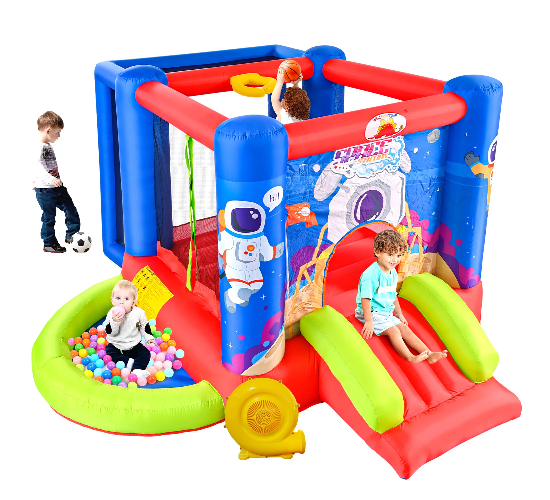 Best Inflatable Bounce House with Slide - Kids Jumping Castle with Blower & Wave Pool for Outdoor Birthday Parties, Backyard Fun, and Summer Water Play