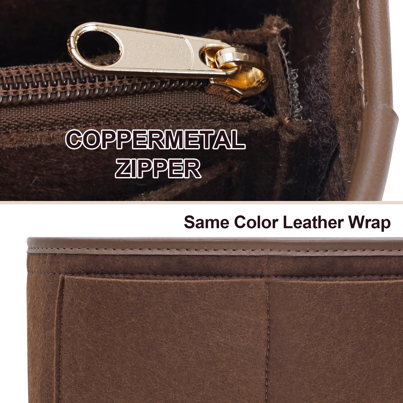 Premium Felt Purse Organizer Insert with Metal Zipper - 6 Sizes for Tote Bags | Compatible with Neverfull, Speedy & More Handbags | Perfect for Travel, Work & Daily Organization