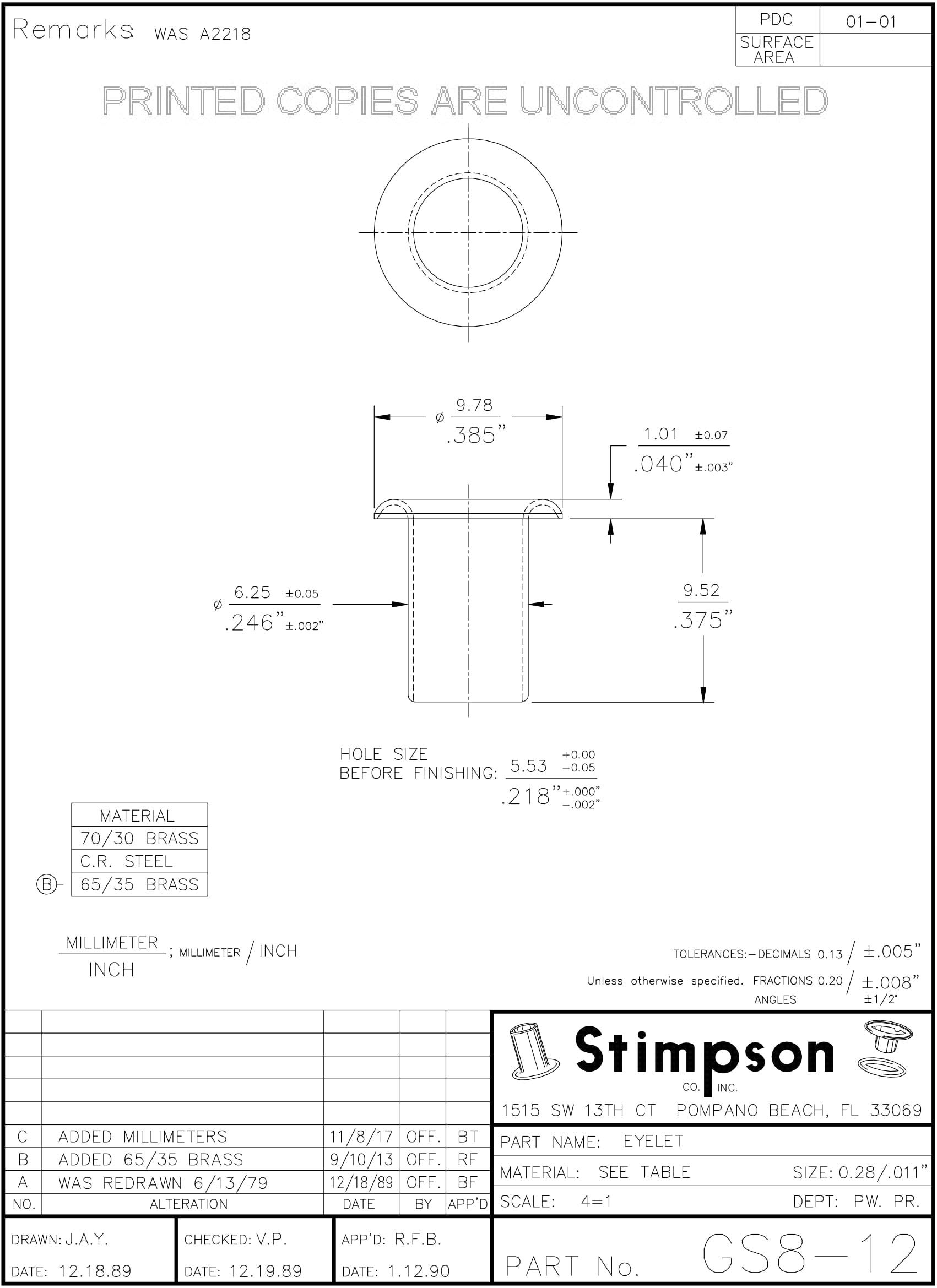 Stimpson GS812B1000 Brass Eyelets – 1000-Piece Heavy-Duty Kit for Leather, Fabric & DIY Projects | Durable, Reliable GS 8-12 Size Eyelets for Crafts, Clothing & Industrial Use