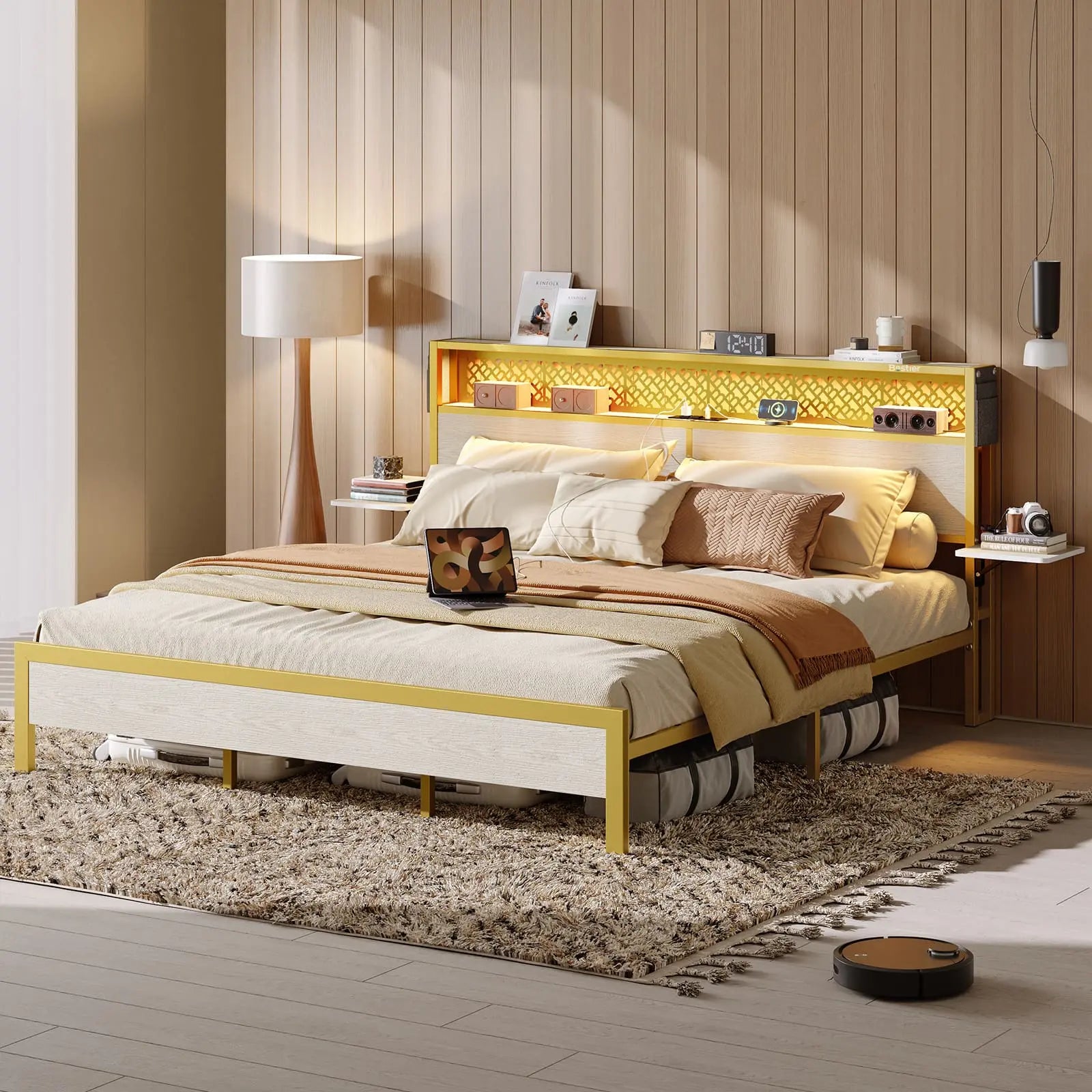 Bestier Full/Queen/King Size Bed Frame with Headboard - Sturdy Metal Platform Bed with Noise-Free Design - Perfect for Master Bedroom, Guest Room & Dormitory