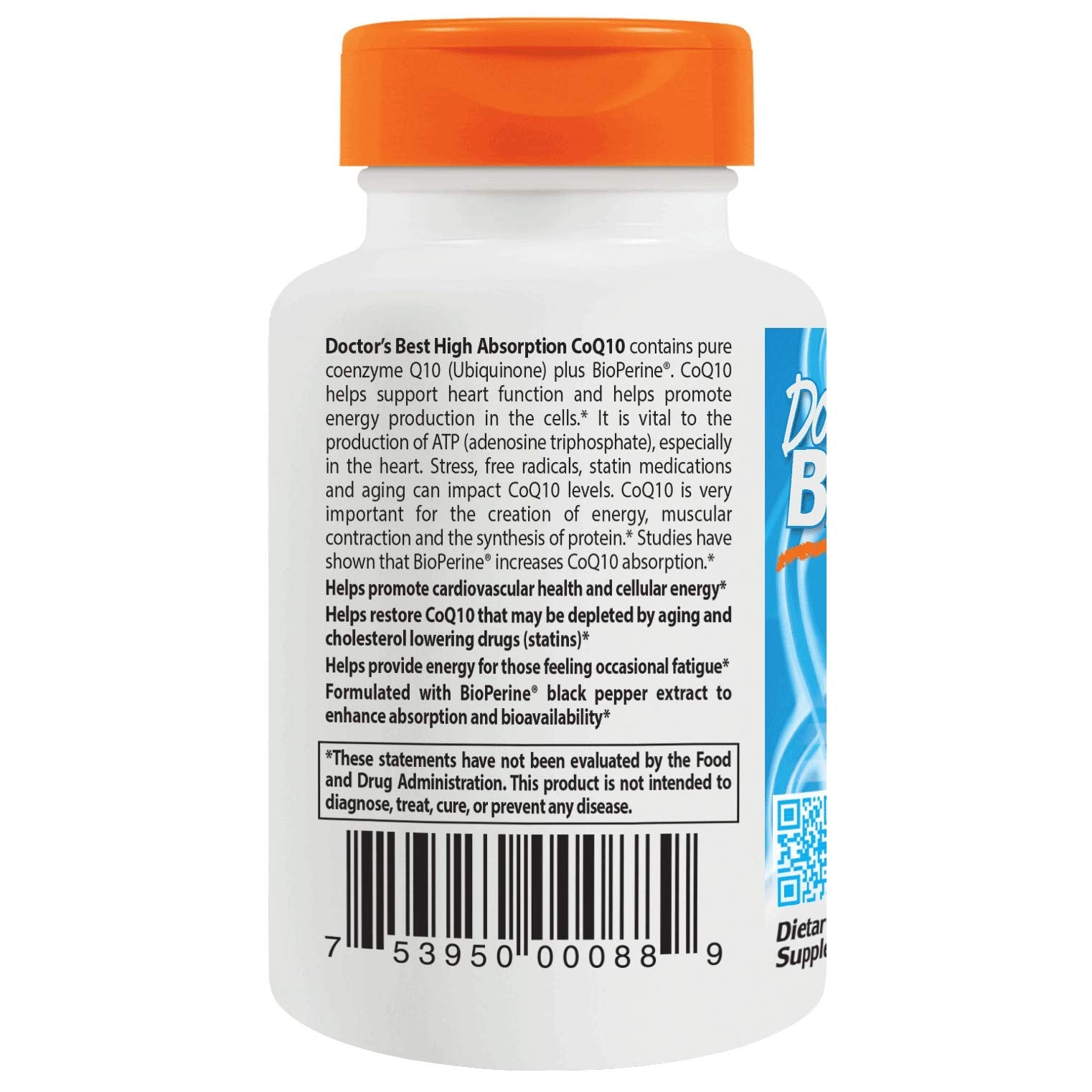 Doctor's Best High Absorption CoQ10 100mg with BioPerine | 60 Softgels for Heart Health & Energy Support | Supports Cardiovascular Wellness & Cellular Energy Production