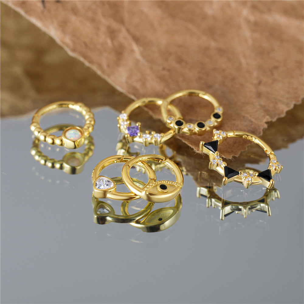 16G Turkish Eye Nose Ring - Hypoallergenic Surgical Steel Septum Hoop Piercing Jewelry for Women & Men | Perfect for Daith, Cartilage, and Nostril Piercings | Trendy Boho Style Body Jewelry