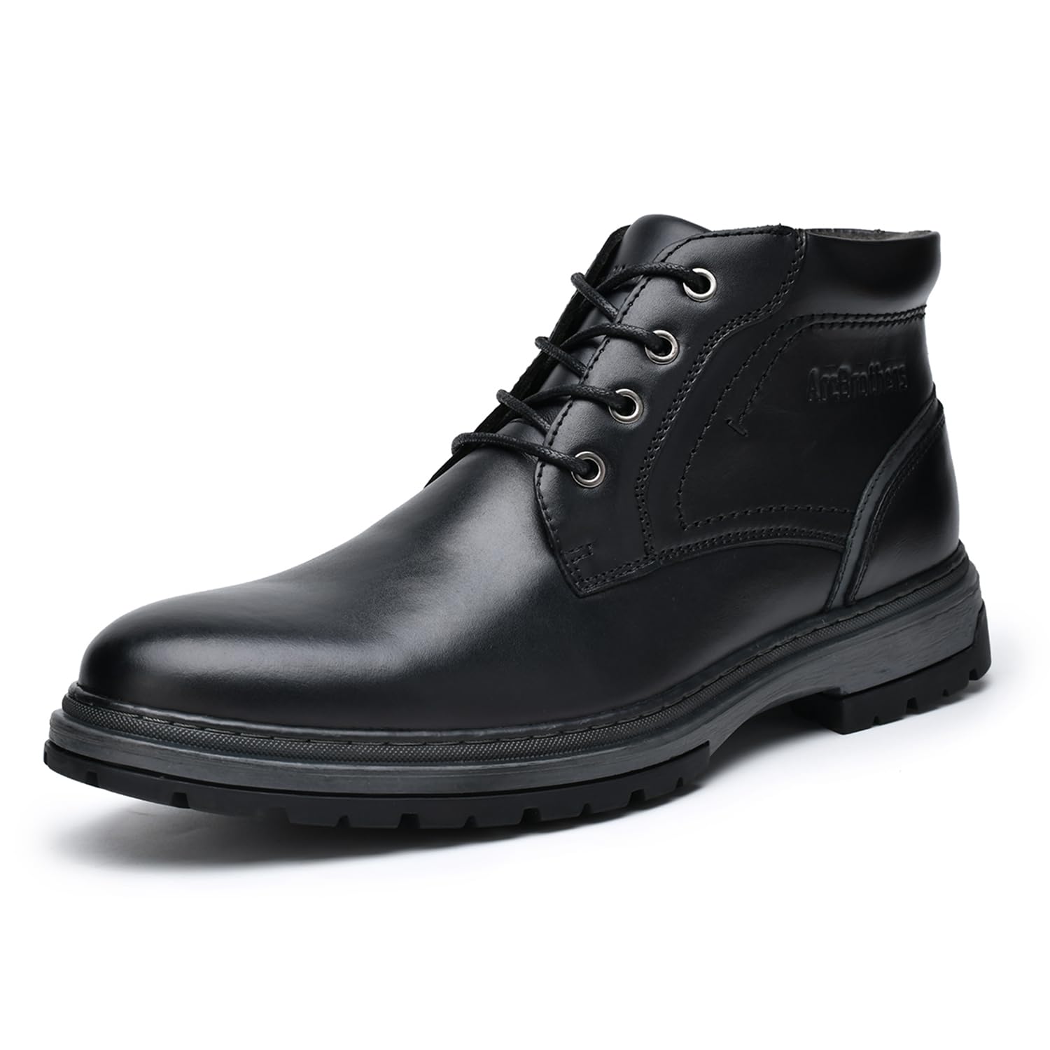 Men's Casual Ankle Boots - Motorcycle & Combat Style Black Leather Boots for Everyday Wear, Outdoor Adventures & Urban Fashion