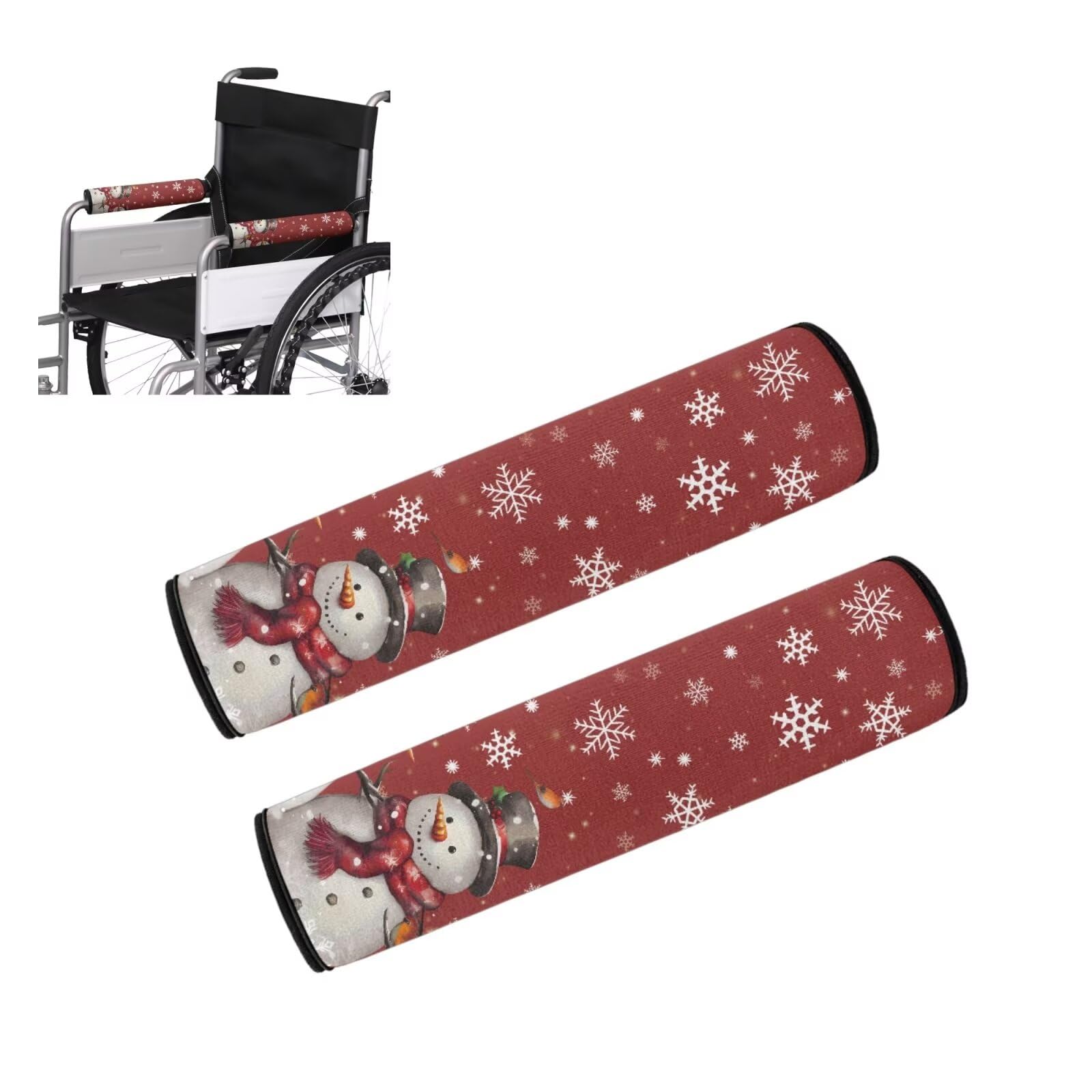 Snowman Snowflake Wheelchair Armrest Pads - 2 Pack Comfortable Cushions for Adults | Fits Office Chairs, Transport Wheelchairs & Mobility Scooters | Christmas-Themed Accessories for Home, Hospital & Holiday Decor