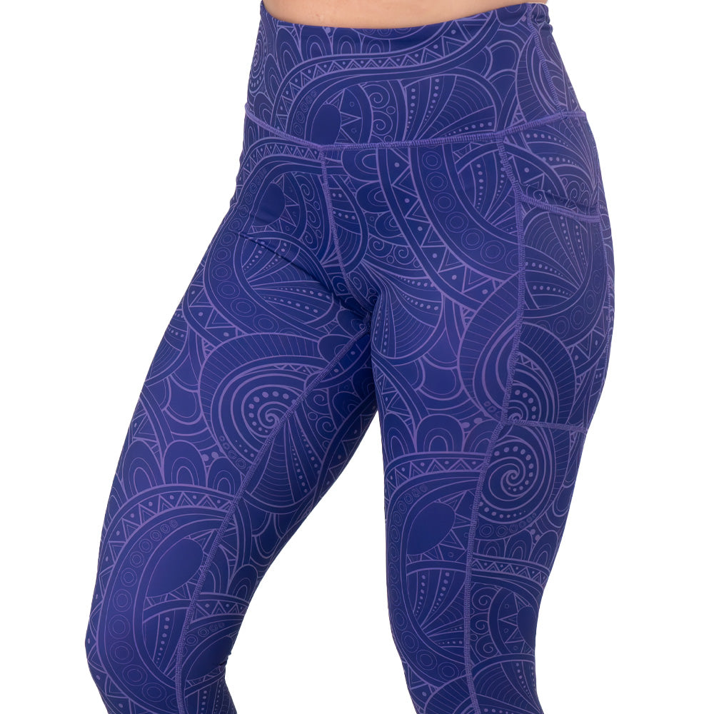 Purple Zenergy Leggings for Women - High Waisted Yoga Pants with Pockets, Soft & Stretchy Workout Leggings for Running, Gym, Lounge & Everyday Wear
