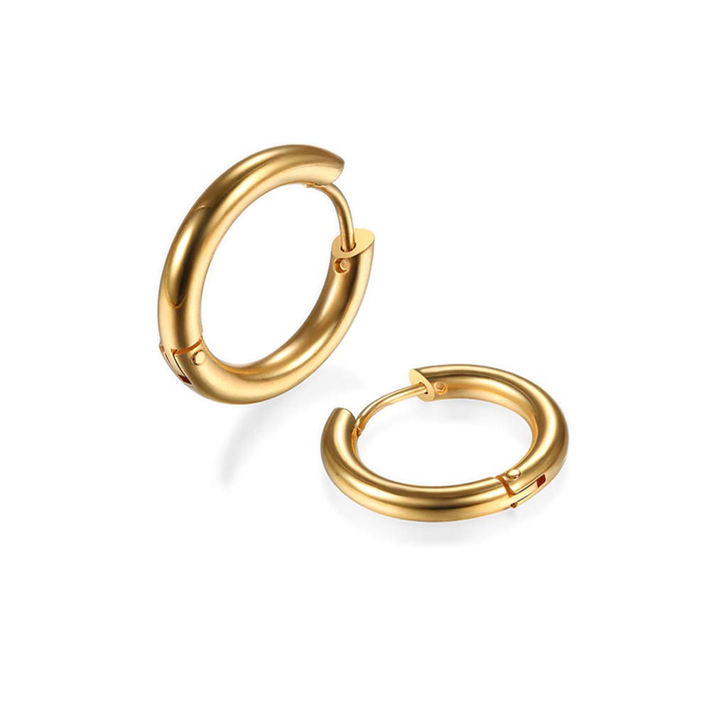 316L Surgical Stainless Steel Huggie Hoop Earrings - 6mm/8mm/10mm/11mm/12mm/14mm Hypoallergenic Cartilage & Helix Earrings - Hinged Sleeper Hoops for Men & Women - Perfect for Daily Wear, Gifts & Pierced Ears