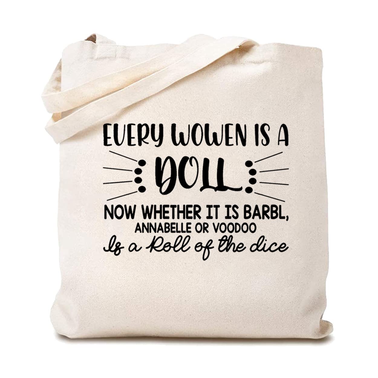 Stylish Canvas Tote Bag for Women - Reusable Grocery Shopping Shoulder Bag for Work & Daily Use | Cute Doll Print Design | Perfect for Office, Beach & Shopping Trips