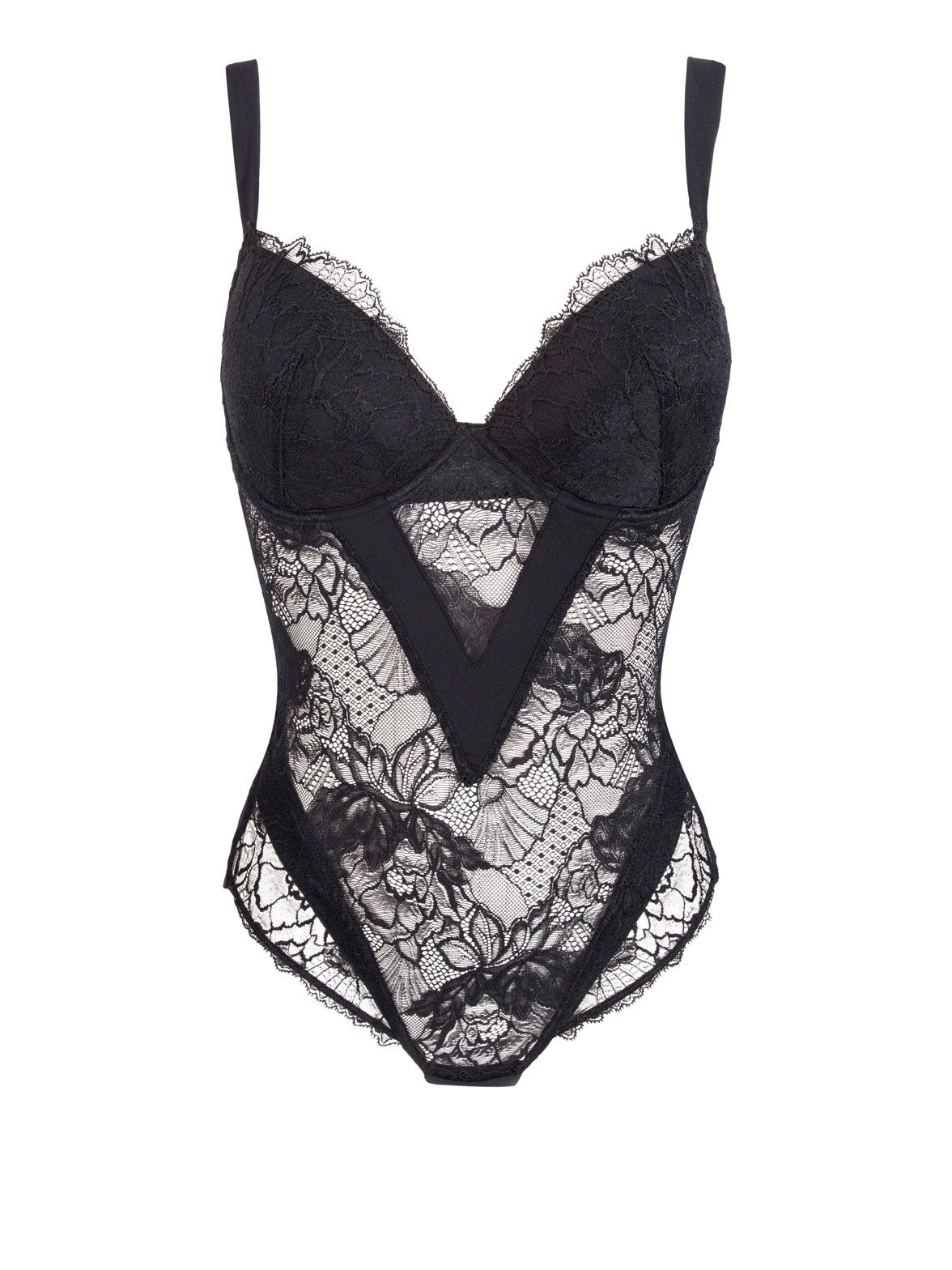 Lise Charmel Women's Underwire Removable Padded Lace Bodysuit - Sexy Lingerie for Date Night & Special Occasions