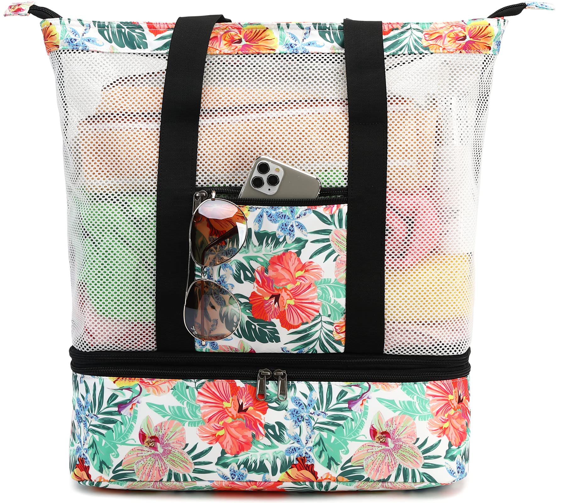 Bluboon Insulated Mesh Beach Tote Bag with Detachable Cooler - Women's Waterproof Pool Bag for Swimming, Picnics & Summer Travel