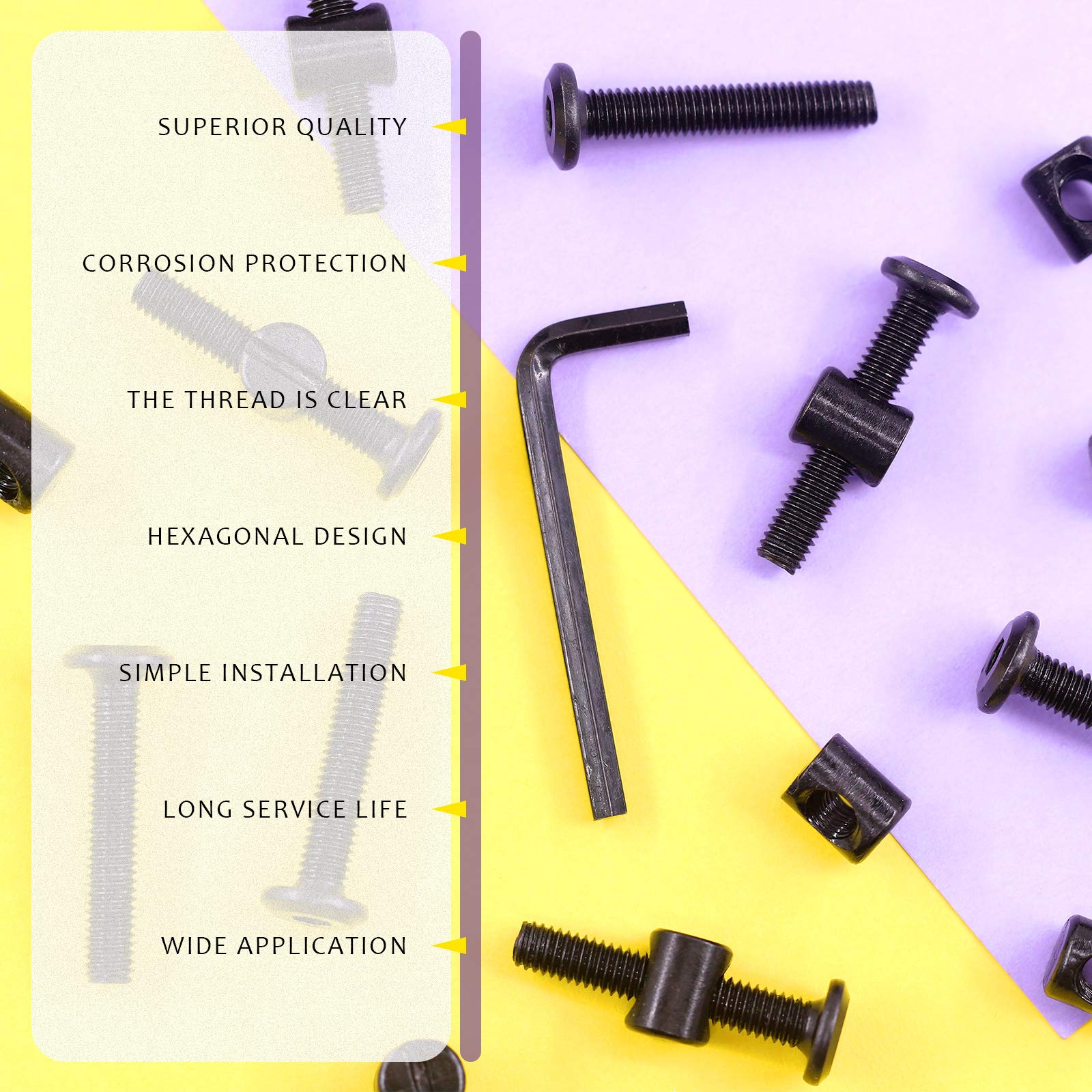 Swpeet 51Pcs M6x35mm Crib Screws with Allen Wrench - Perfect for Baby Beds & Furniture Assembly