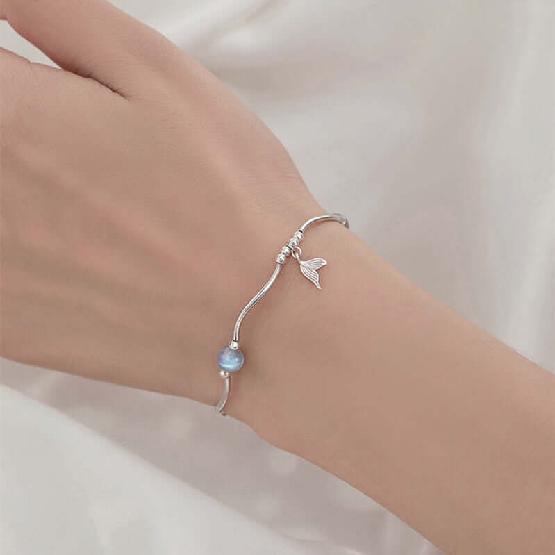 Whale Tail Simulated Moonstone Pearl Charm Bracelet for Women | Elegant Boho Jewelry Gift | Perfect for Parties, Weddings & Everyday Wear | SL0105